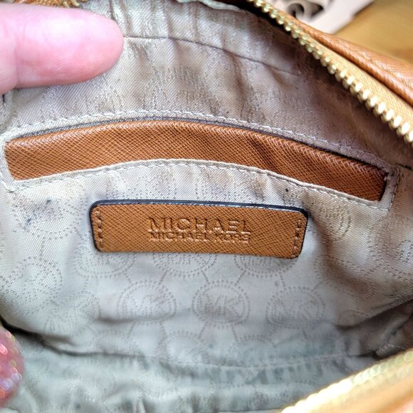 Michael Kors Jet Set Brown Saffiano Leather Small Crossbody Bag Purse - Picture 6 of 7